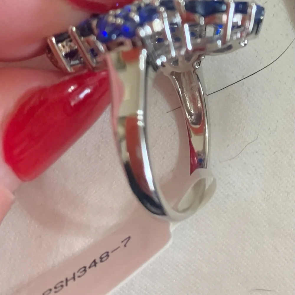 NWT JTV 4.42CTW Heart Shape & Round Blue Spinel Sterling Silver Ring - Picture 4 of 7
